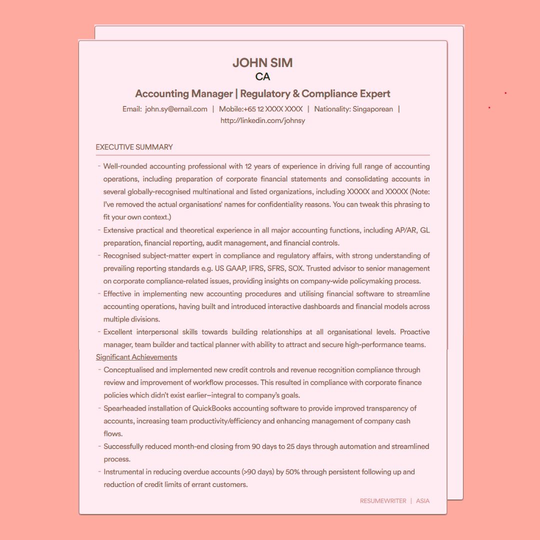 accounting manager resume sample