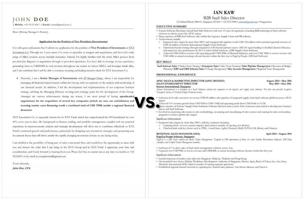 cover letter vs resume